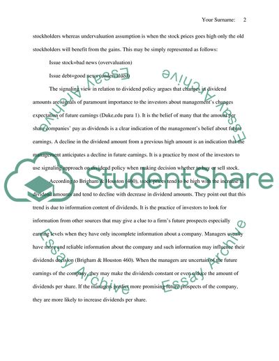 Dividend Policy decisions and Capital Structure decisions in relation to Signaling THeory