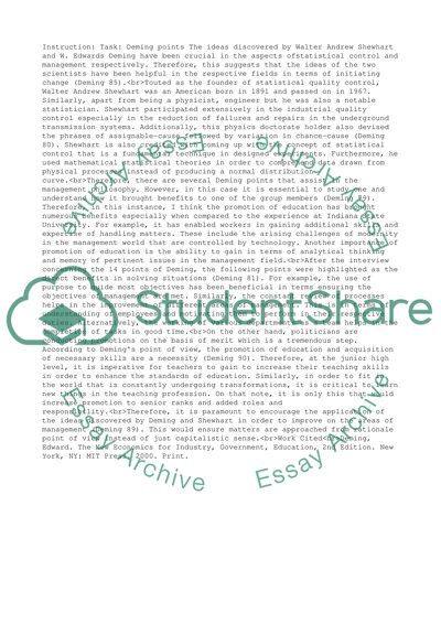 Deming Points - Statistical Control and Management