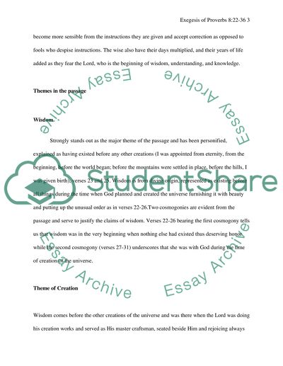 Themes of Wisdom and Creation in the Book of Proverbs