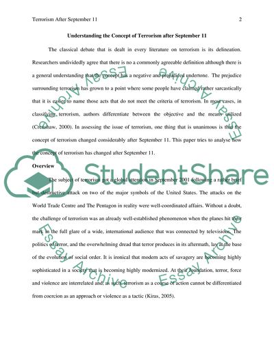 Understanding the Concept of Terrorism after September 11