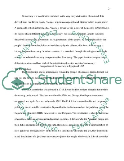 Egypt and USA: Democracy