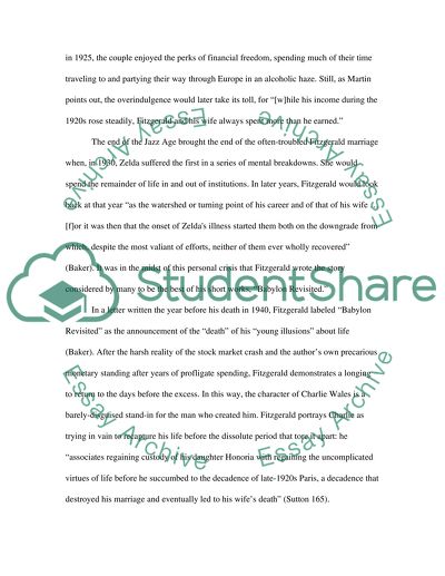 F.Scott Fitzgeralds Biography and his story Babylon Revisited