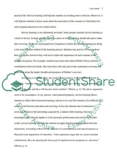 Service learning and high school diploma