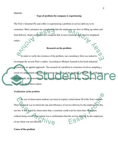 Totos Gourmet Pie and Coffee Shop - Industrial Psychology Solving Problems