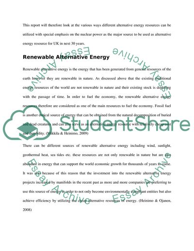 The Need for Alternative Energy Resource in the UK