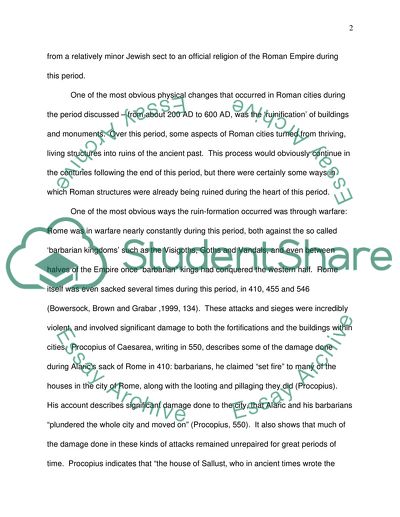 Decline and Christian Reinvention in Western Roman Cities from the Period of 200 AD to 600 AD