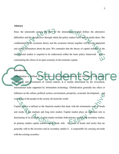 Impact of Globalization on Capital Market