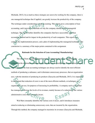 Lean Accounting as the Best Managerial Policy the Company Should Adopt