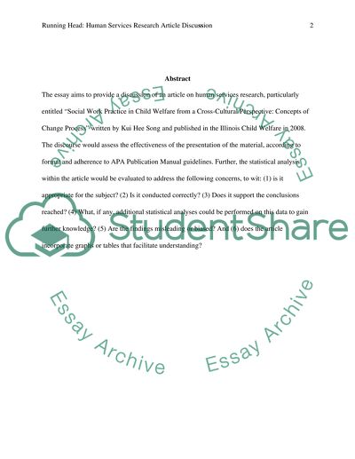 Human Services Research Article Discussion