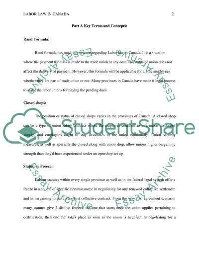 Labour Law in Canada Final EXAM