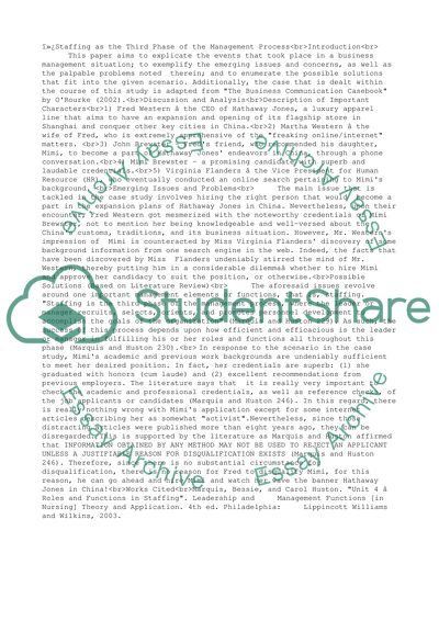 Staffing as the Phase of the Management Process