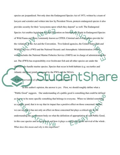 The economic analysis of the U.S. Endangered Species Act