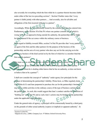Analysis of White & Co Law Cases Concerning Principles of Partnership