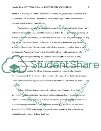 Governmental and Non-Profit Accounting