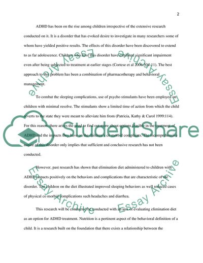 Can Dietary Intervention Be Applied in the Treatment of Attention Deficit-Hyperactivity Disorder