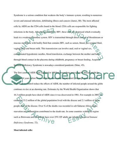 Acquired Immune Deficiency Syndrome