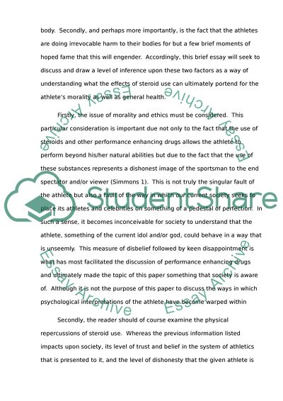 Supporting position for the illegal use of steroids for athletes and in general use