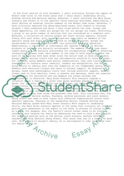 Groups and Teams: The Impact of Belbin Team Roles