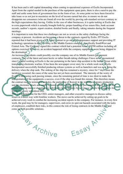 Contract Safety Improvement for Exelis Incorporated