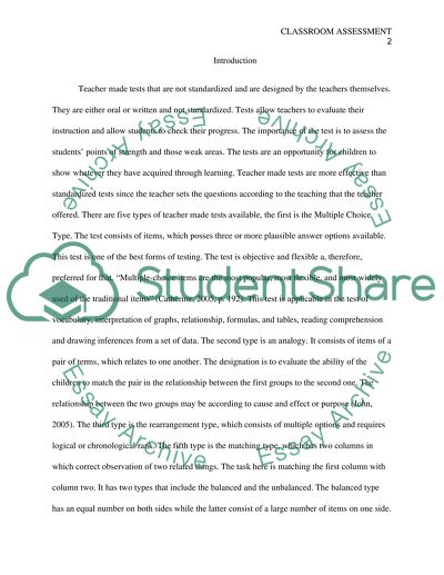 Classroom Assessment Paper