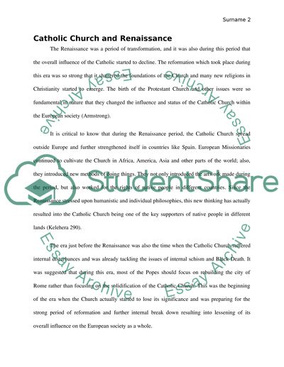 What effects did the Catholic Church have on the world during the renaissance