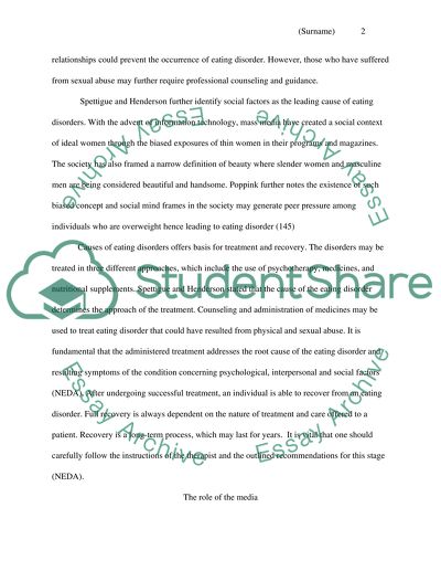 The Causes For Eating Disorders And The Impact Of The Media On Self-Image