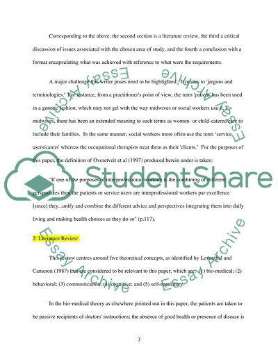 Exploring Inter-Agency Working in Relation to Client/Patient Journey in My Area of Practice, Palliative Care