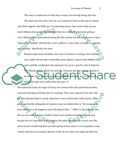 Some Aspect of Early Victorian Period in John Stuart Mills The Subjection of Women