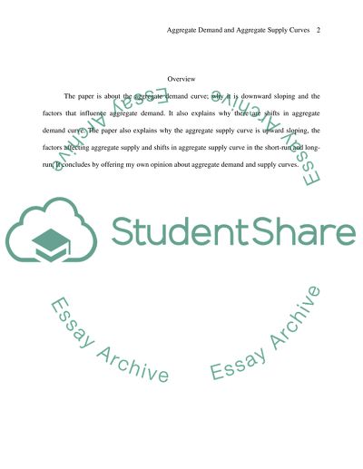AGGREGATE DEMAND CURVE AND AGGREGATE SUPPLY CURVE AND HOW EACH FACTOR