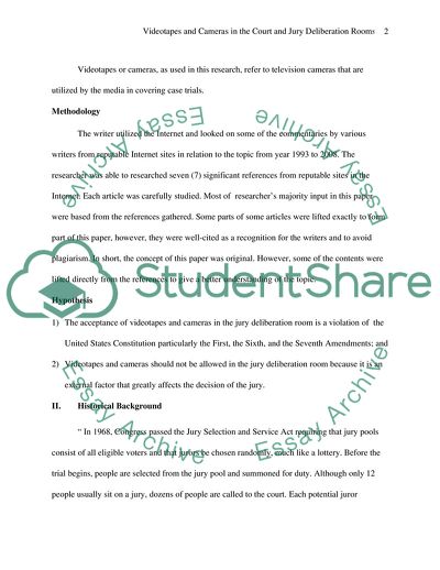 The Use of Videotapes and Cameras in the Courtroom and the Jury Deliberation Room