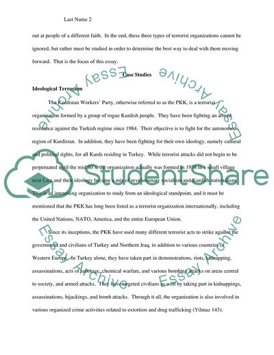 Ideological, Nationalist, and Religious Terrorism