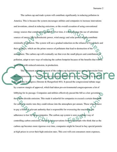 The Carbon Cap and Trade Legislation in the Industry