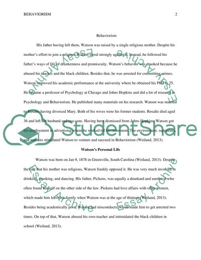 John Watsons Personal Life and Theory of Behaviorism