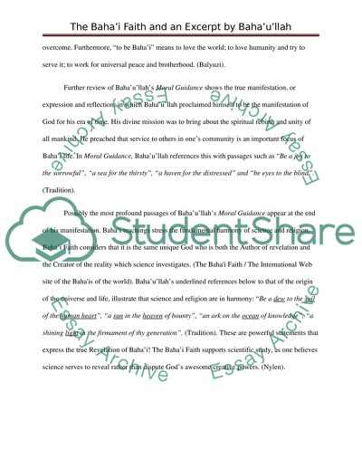 The Bahai Faith and an Excerpt by Bahaullah