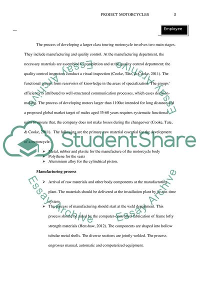 The Process of Developing a Larger Touring Class Motorcycle