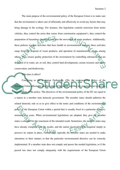 Environmental Legislation of the European Union