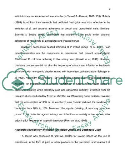 The Use of Cranberry Juice to Prevent Minor Urinary Tract Infections