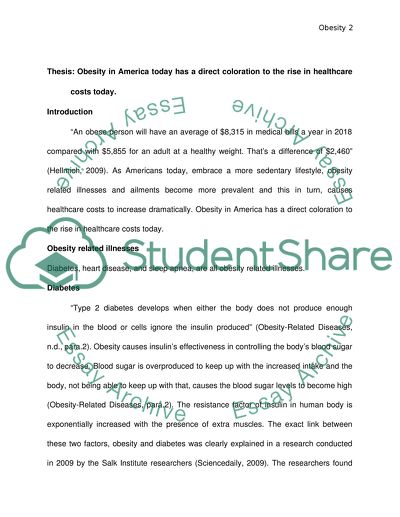 Obesity in Americans Concerning Increasing Healthcare Costs