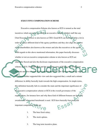 Effectiveness of Executive Compensation Scheme