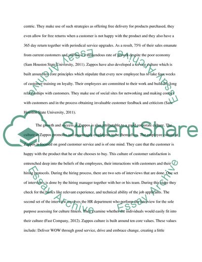 Customer Service, and Company Culture of Zappos.com