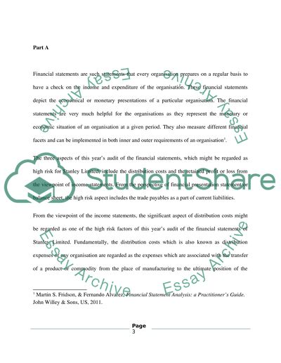 Auditing of Stanley Limited