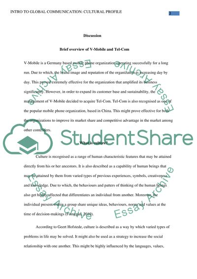 Intro to global communication: cultural profile