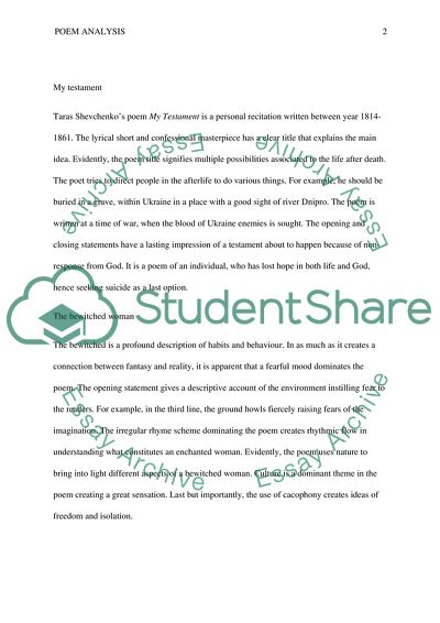 Taras Shevchenkos Poem My Testament