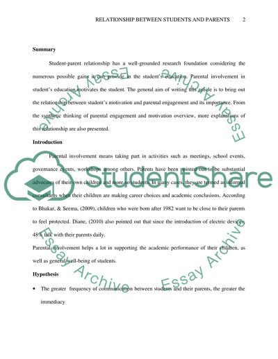 Relationship Between Students and Parents