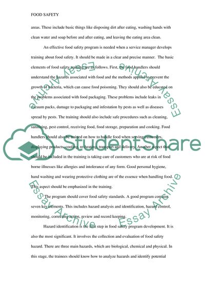 Analysis of Food Safety Training