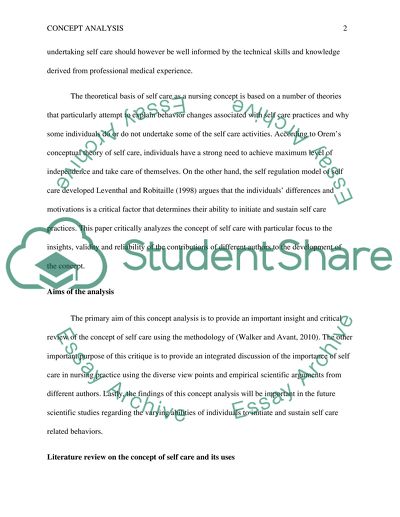 Concept of Self-Care Analysis