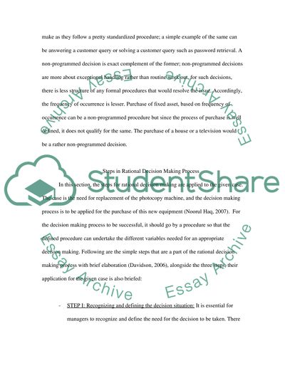 Application of Decision-Making Process
