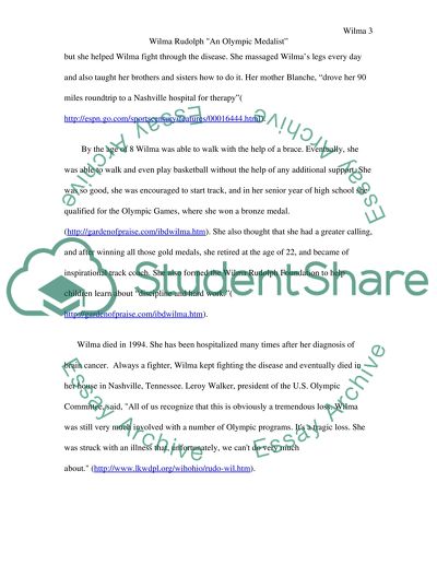 Wilma Rudolphs An Olympic Medalist