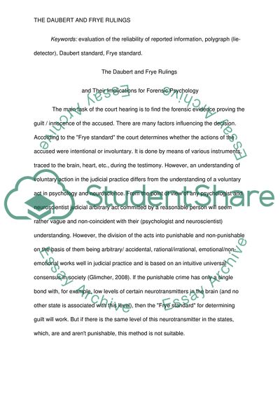 Forensic Psychology: The Implications of the Daubert & Frye Rulings