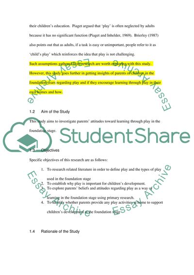 Parents Attitudes Toward Learning Through Play in The Foundation Stage